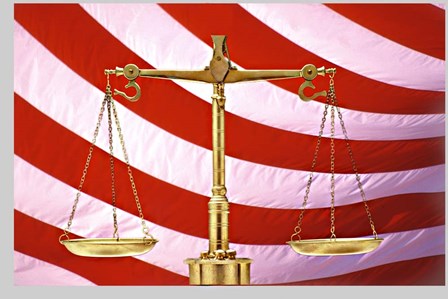 Scales of Justice American Flag by Panoramic Images art print