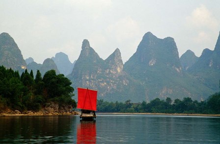 Boat on Li River, Guilin, China by Panoramic Images art print