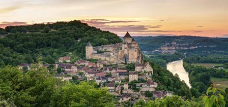 Chateau de Castelnaud Castle and Dordogne River, Aquitaine, France by Panoramic Images art print