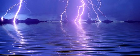 Lightning over the sea by Panoramic Images art print