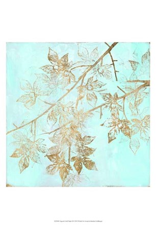 Aqua &amp; Gold Maple II by Jennifer Goldberger art print