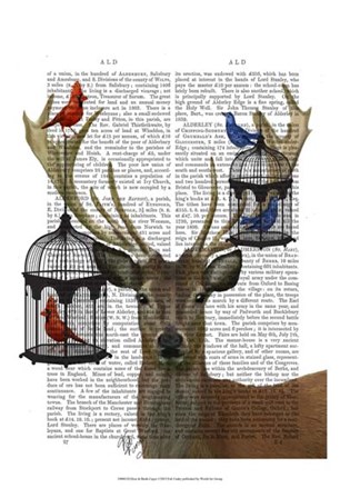 Deer &amp; Bird Cages by Fab Funky art print