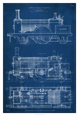 Locomotive Blueprint I by Vision Studio art print