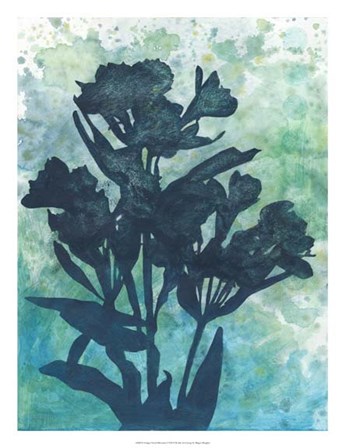 Indigo Floral Silhouette I by Megan Meagher art print
