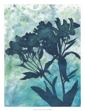 Indigo Floral Silhouette II by Megan Meagher art print
