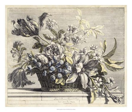 Vintage Basket of Flowers I by Giovanni Baptiste art print