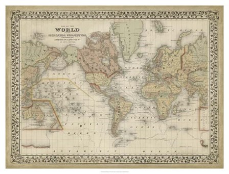 Mitchell&#39;s World Map by Laura Mitchell art print