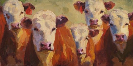 Party of Five Herefords by Sarah Webber art print