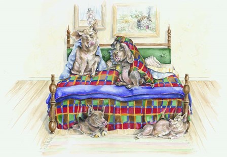 Pigs In A Blanket by Charlsie Kelly art print