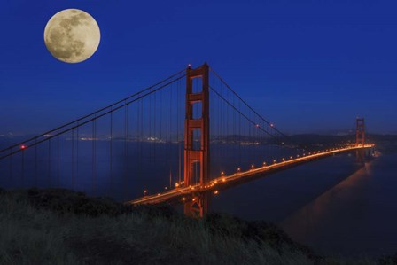Golden Gate Bridge Full Moon by Galloimages Online art print