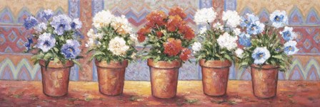 Row Of Flower Pots - A by Debra Lake art print
