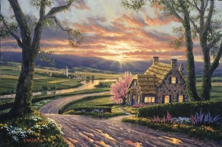 Swan River Cottage by Randy Van Beek art print