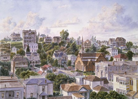 Los Angeles, Bunker Hill From Congretional Church c.1898 by Stanton Manolakas art print