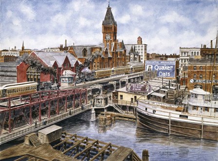 Chicago,  Elevated R.R., c.1896 by Stanton Manolakas art print