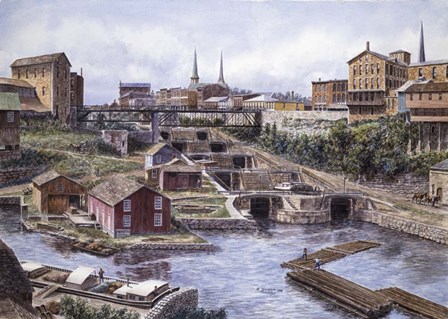 Lockport NY, Lockport 5&#39;s, c.1865 by Stanton Manolakas art print