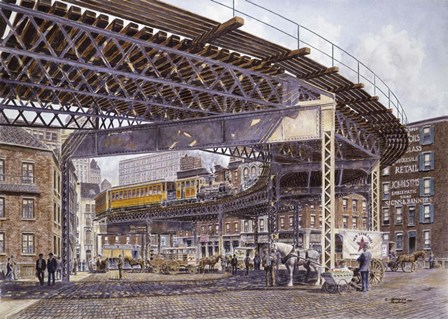 2Nd Ave. El, c.1896 by Stanton Manolakas art print
