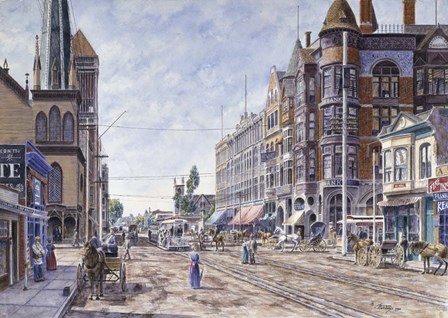 Los Angeles, 2Nd &amp; Broadway by Stanton Manolakas art print