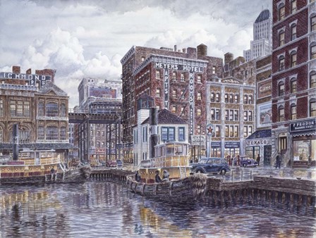 Tugboats And Tenements by Stanton Manolakas art print