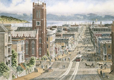 Their Sunday Best,  California &amp; Dupont In San Francisco by Stanton Manolakas art print