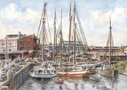 Crowded Dock by Stanton Manolakas art print