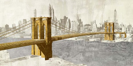 Gilded Brooklyn Bridge by Joannoo art print