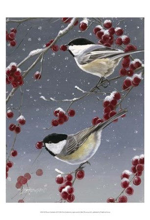 Winter Chickadees II by Fred Szatkowski art print