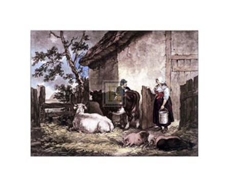 Milkmaid and Cowherd by George Morland art print