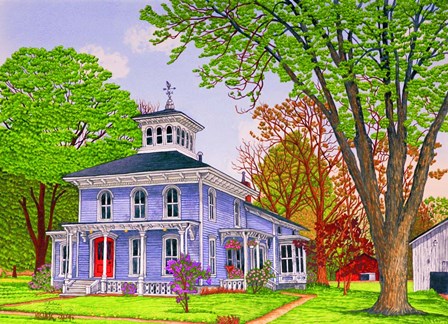 House Of The Red Door, Yorkshire Ny by Thelma Winter art print