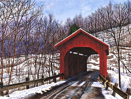 Old Red Bridge In Vermont by Thelma Winter art print