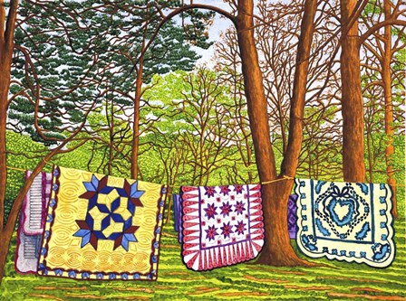Quilts In The Woods, Bird-In-Hand Pa by Thelma Winter art print