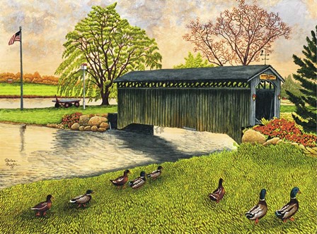 Winter's Covered Bridge, North Collins Ny by Thelma Winter art print