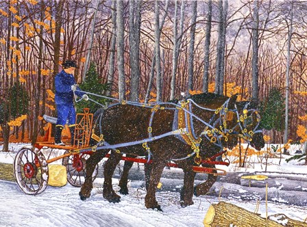 Work Horses Lumbering by Thelma Winter art print