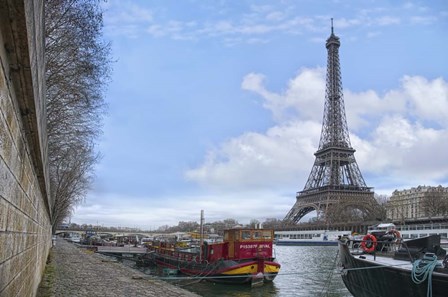 Eiffel Tower and Seine Boats in Paris by Cora Niele art print