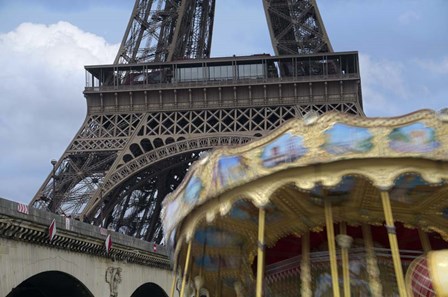 Eiffel Tower with Running Carousel by Cora Niele art print