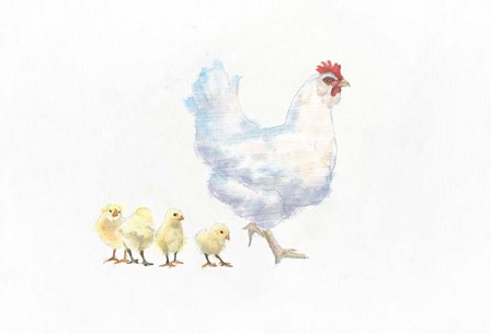 Hen and Chickens by Emily Adams art print