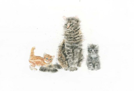 Cat and Kittens by Emily Adams art print