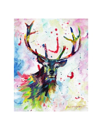 Color Stag by Sarah Stribbling art print