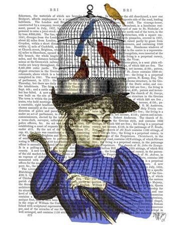 Woman with Birdcage Hat by Fab Funky art print