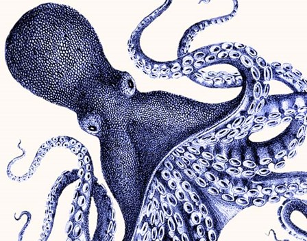 Landscape Blue Octopus by Fab Funky art print