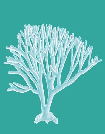 Coral 2 White on Turquoise by Fab Funky art print