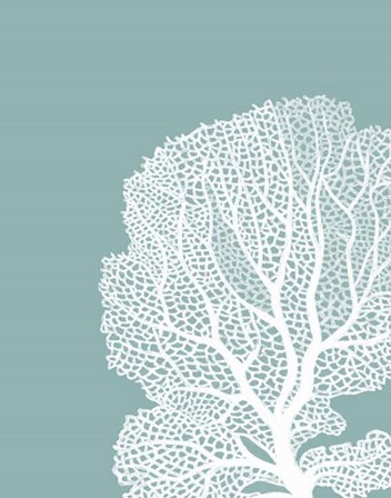 Corals White on Mist Blue Green b by Fab Funky art print