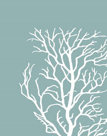 Corals White on Mist Blue Green c by Fab Funky art print