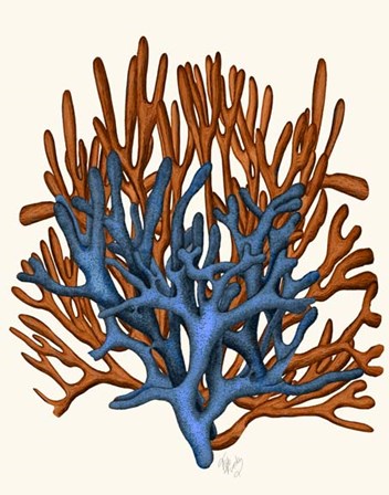 Blue and Orange Corals b by Fab Funky art print