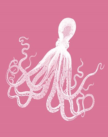 Octopus 1 White on Pink by Fab Funky art print