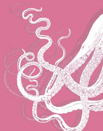 Octopus Tentacles White On Pink by Fab Funky art print