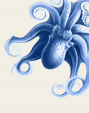 Blue Octopus on Cream f by Fab Funky art print