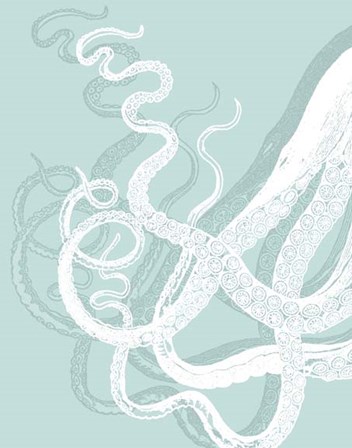 White Octopus on Seafoam c by Fab Funky art print