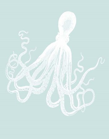 White Octopus on Seafoam e by Fab Funky art print