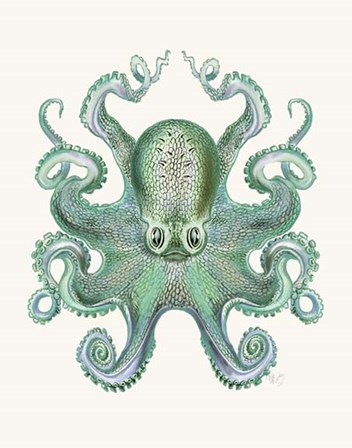 Turquoise Octopus and Squid a by Fab Funky art print