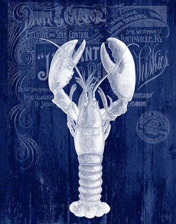 Lobster Prohibition Lobster On Blue by Fab Funky art print